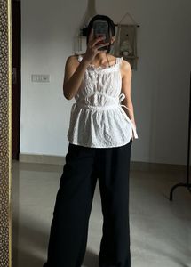 White Eyelet Top with Tie Knot detailing