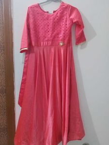 Elegant Coral Pink Anarkali Kurta