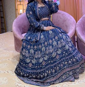 Navy Blue 3piece Lehenga Set