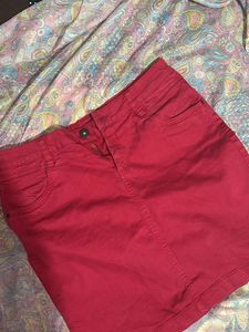 Red Aesthetic Denim Skirt 💌