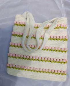 Crochet Floral Tote Bag
