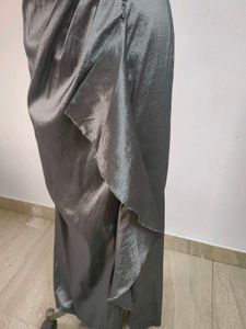 Metallic Gray Evening Gown