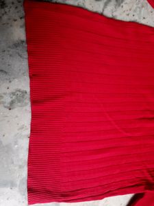 Red Festive Top Frilly Neck For Semi Winter