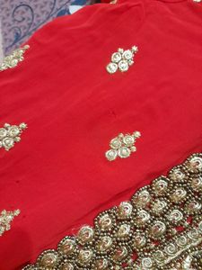 Red tamato color party wear kurta.