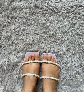 Pearl Strap Lavender Sandals