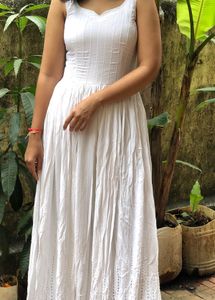Chikankari White Gown