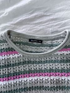 Striped Short Sleeve Knit Top