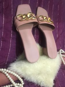 Pink Chain Detail Slides