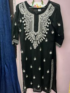 Chicken Kari Black Transparent Kurta