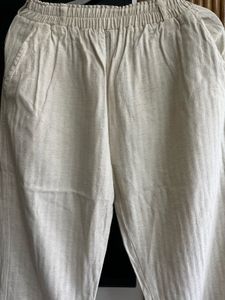 Beige Linen Blend Pants