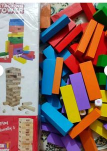 Colorful Wooden Block Tower Game