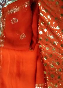 Orange &amp; Gold Indian Poshak With One Duptta Free