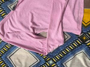 Pink One-Shoulder Ribbed Top