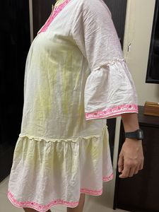 Embroidered White ombre Dress