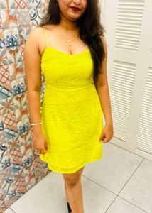 Yellow Lace Sleeveless dress