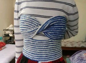 Blue Front Twisted Hand Made Tube Top