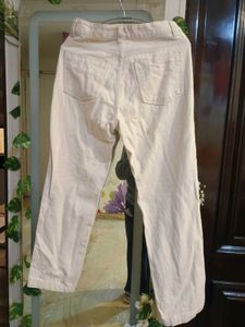 Beige Straight Leg Jeans
