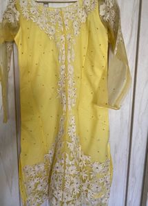 Yellow Kurti with Pant and Dupatta