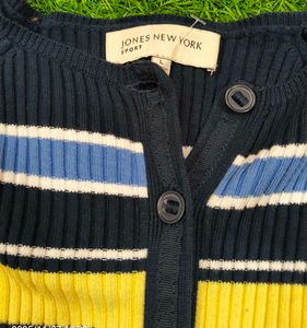 Imported Striped Knit Cardigan