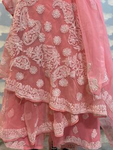 Baby Pink Chikenkari Embroidered Kurta Set
