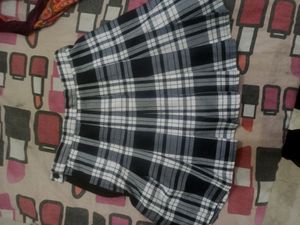 Womens Black And White Check Skirt With Shorts