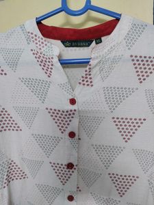 Beautiful White With Red Kurti For Women