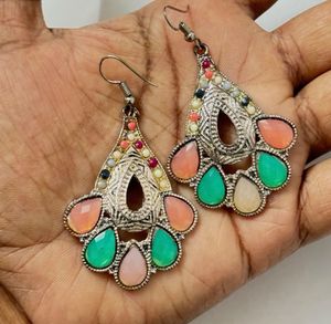 Colorful Gemstone Dangle Earrings