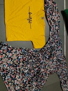 Combo Of Yellow Tshirt And Frock ✨🌝🎀