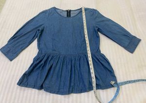 Denim Look Peplum Top