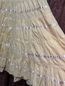 Long Pastel Yellow Tiered Skirt