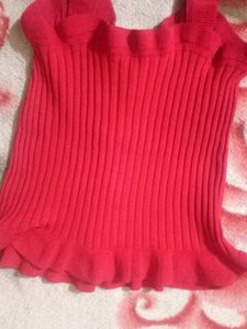 Red Ruffled Tank Top