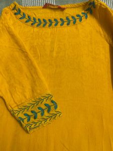 Stylish Mustard yellow A-line Top