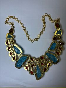 Bold Necklace Sky blue And Red