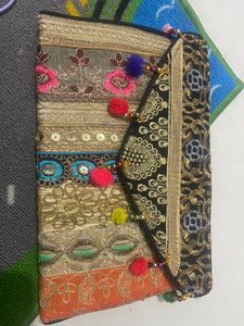 Embroidered Clutch, Medium Size.