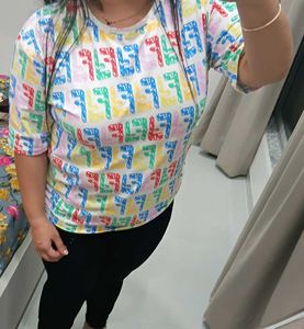 Colorful Graphic Tee One tym Use Only