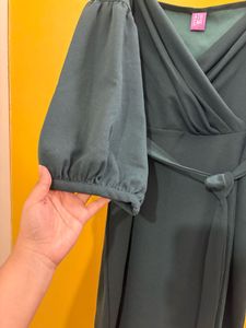 Athena Olive Green Belted Dress