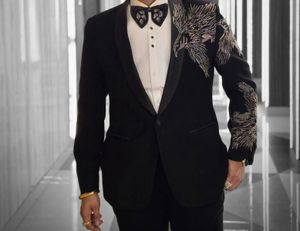 Embroidered Black Blazer