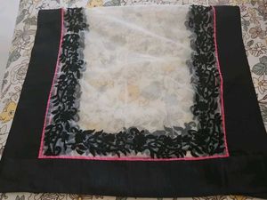 Elegant Black Embroidered Border Dupatta
