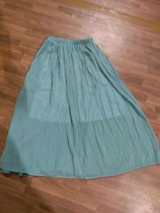 Teal Pleated Midi Skirt