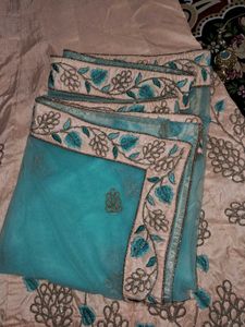 90% Off 💥 Heavy Embroidery Sky Blue Peach Lehenga