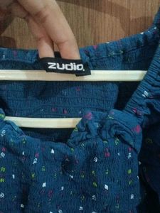 Blue Printed Casual DressSize M