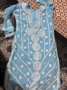 Skyblue Chikenkari