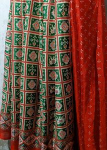 5 Green Elephant Print Saree With Attached Blouse