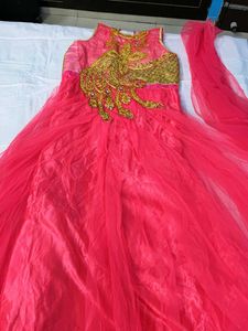 Pink &amp; Gold Embellished Girls Dress