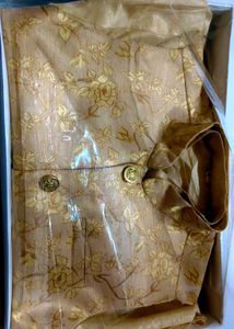 Elegant golden color kurta pajama jakat set for bo