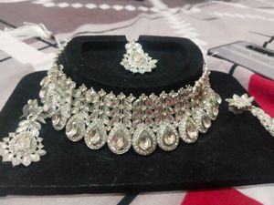 Silver Colour Joker With Earrings And Tika