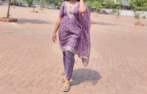Purple Embroidered Kurta Set