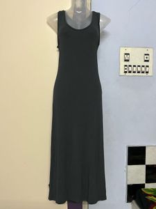 free sizeSleeveless grey Maxi Dress with pockets