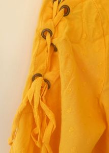 Korean Yellow Flared Top For Women