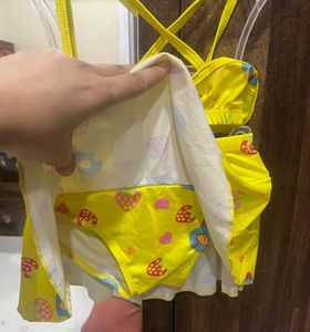 Cute Yellow Skirted Swimsuit